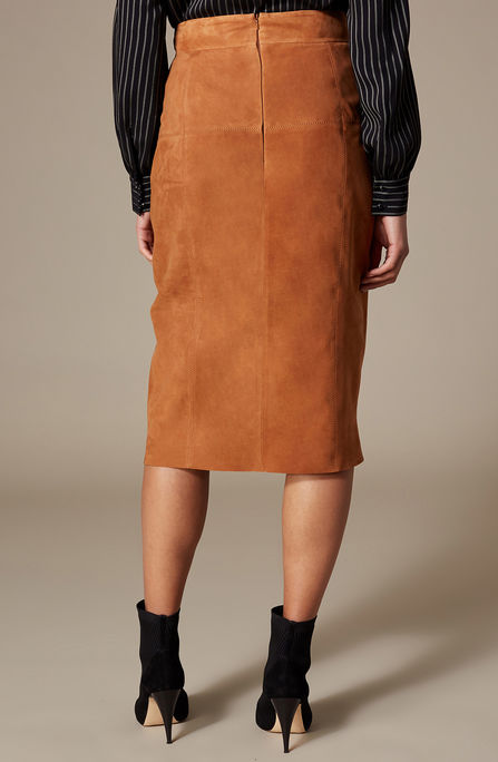 Chic Black Skirt  Suede Pencil Skirt  Vegan Suede Midi Skirt  Lulus