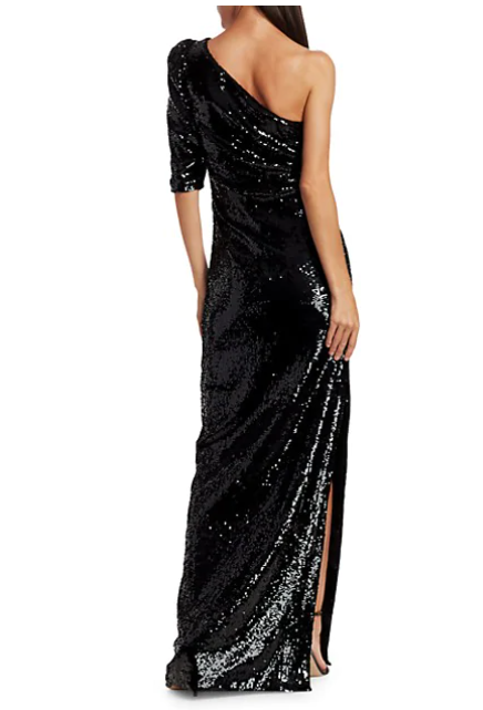 Claudia Winkleman Black Sequin One Shoulder Gown Strictly Come Dancing ...