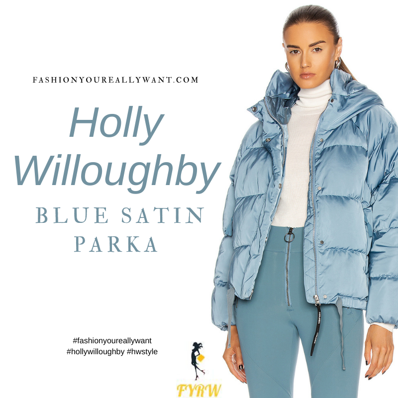 Where to get all Holly Willoughby outfits blog January 2021 blue satin puffer parka jacket Dancing on Ice