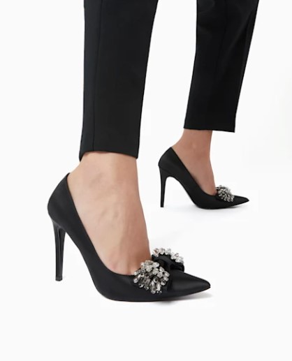 Dune London Bowes Bow Trim Pointed Toe Court Shoes