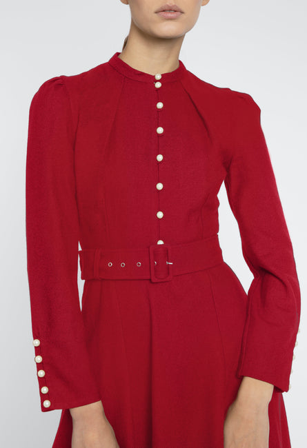 Beulah London Shana Crepe Midi Dress Red detail