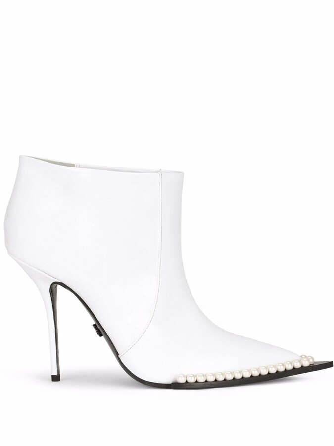 Dolce &amp; Gabbana Pearl-embellished Pointed-toe Boots