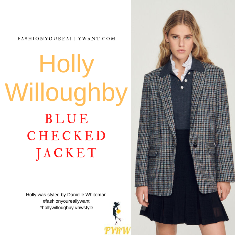 Where to get all Holly Willoughby outfits dresses blog September 2022 blue and black dogtooth check jacket Wylde Moon